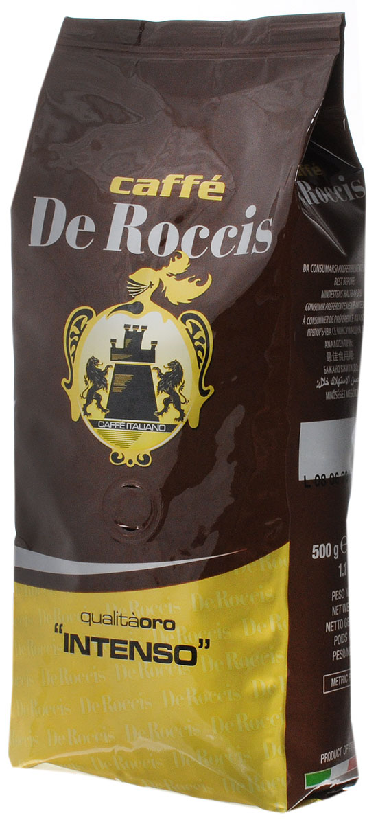 De Roccis Oro Intenso кофе в зернах, 500 г0120710 De Roccis Oro Intenso кофе в зернах, 500 г0120710De Roccis Oro Intenso - кофейная смесь, наделяющая эспрессо глубоким вкусом, а специальная обжарка придает напитку незабываемый насыщенный аромат.