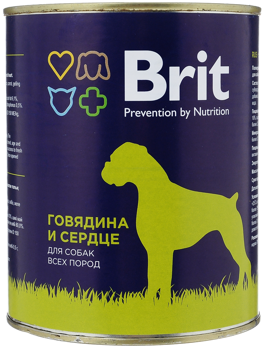 Консервы для собак Brit, с говядиной и сердцем, 850 г0120710 Консервы для собак Brit, с говядиной и сердцем, 850 г0120710Консервы Brit - полнорационное питание для взрослых собак всех пород. Высококачественный корм идеально подойдет вашему любимцу. Консервы лучше усваиваются, чем сухие корма. Консервы Brit - прекрасное и вкусное дополнение к рациону вашего любимца. Товар сертифицирован.
