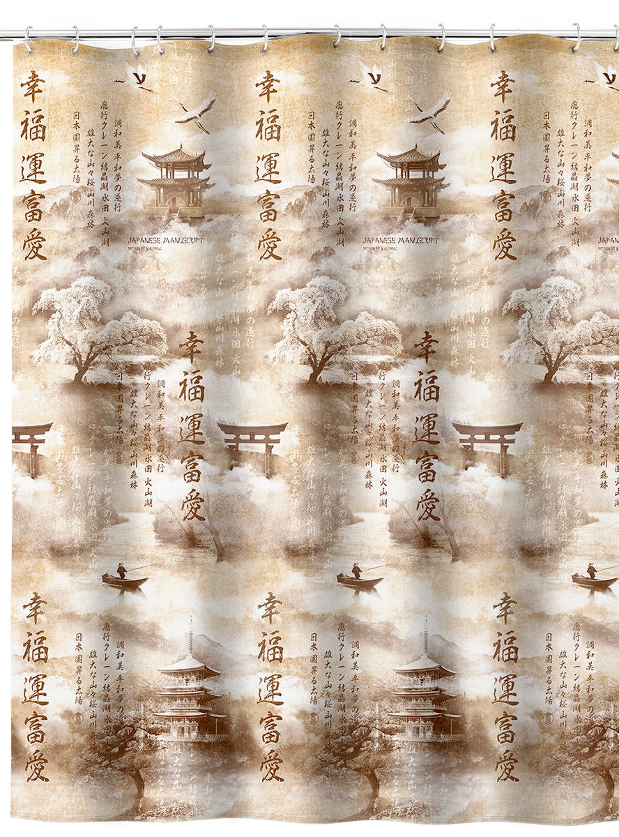 Штора для ванной комнаты Valiant Japanese Manuscript, 180 х 180 см391602 Штора для ванной комнаты Valiant Japanese Manuscript, 180 х 180 см391602Шторадля ванной комнаты Valiant Japanese Manuscript, изготовленная из полиэстера, приятна на ощупь, устойчива к разрывам и проколам, не пропускает воду. Она надежно защитит от брызг и капель пространство вашей ванной комнаты в то время, пока вы принимаете душ, а привлекательный дизайн шторы наполнит вашу ванную комнату положительной энергией.