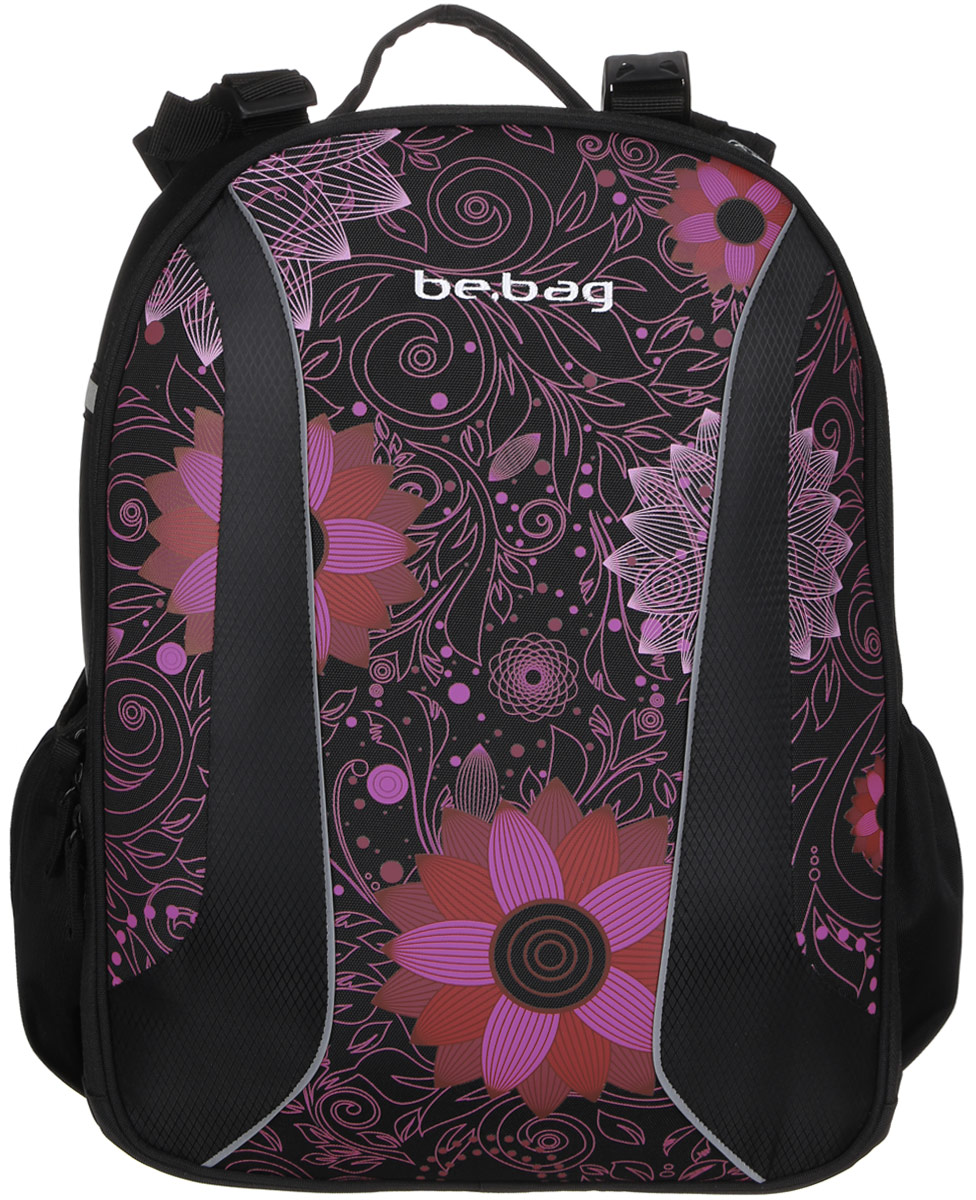 Herlitz Ранец школьный Be Bag Ornament Flower72523WD Herlitz Ранец школьный Be Bag Ornament Flower72523WDШкольный ранец Herlitz Be Bag. Ornament Flower изготовлен по жестко-каркасной технологии, что обеспечивает правильную эргономичную форму. Каркас не деформируется при нагрузке и распределяет вес по всей площади ранца.Ранец содержит два вместительных отделения, закрывающихся на застежки-молнии с двумя бегунками. В большом отделении находится мягкая перегородка для тетрадей или учебников, фиксирующаяся хлястиком на липучке. Во втором отделении расположены карман-сетка, органайзер для канцелярских принадлежностей, кармашек под мобильный телефон и лента с карабином для ключей. Изделие имеет два открытых боковых кармана на резинках.Ранец оснащен регулируемыми по длине плечевыми лямками и дополнен текстильной ручкой для переноски в руке. Грудное крепление создано специально для фиксации лямок на плечах ребенка. Прочное дно с пластиковыми ножками придает ранцу хорошую устойчивость и защиту от загрязнений. Светоотражающие элементы обеспечивают безопасность в темное время суток.Многофункциональный школьный ранец станет незаменимым спутником вашего ребенка в походах за знаниями.