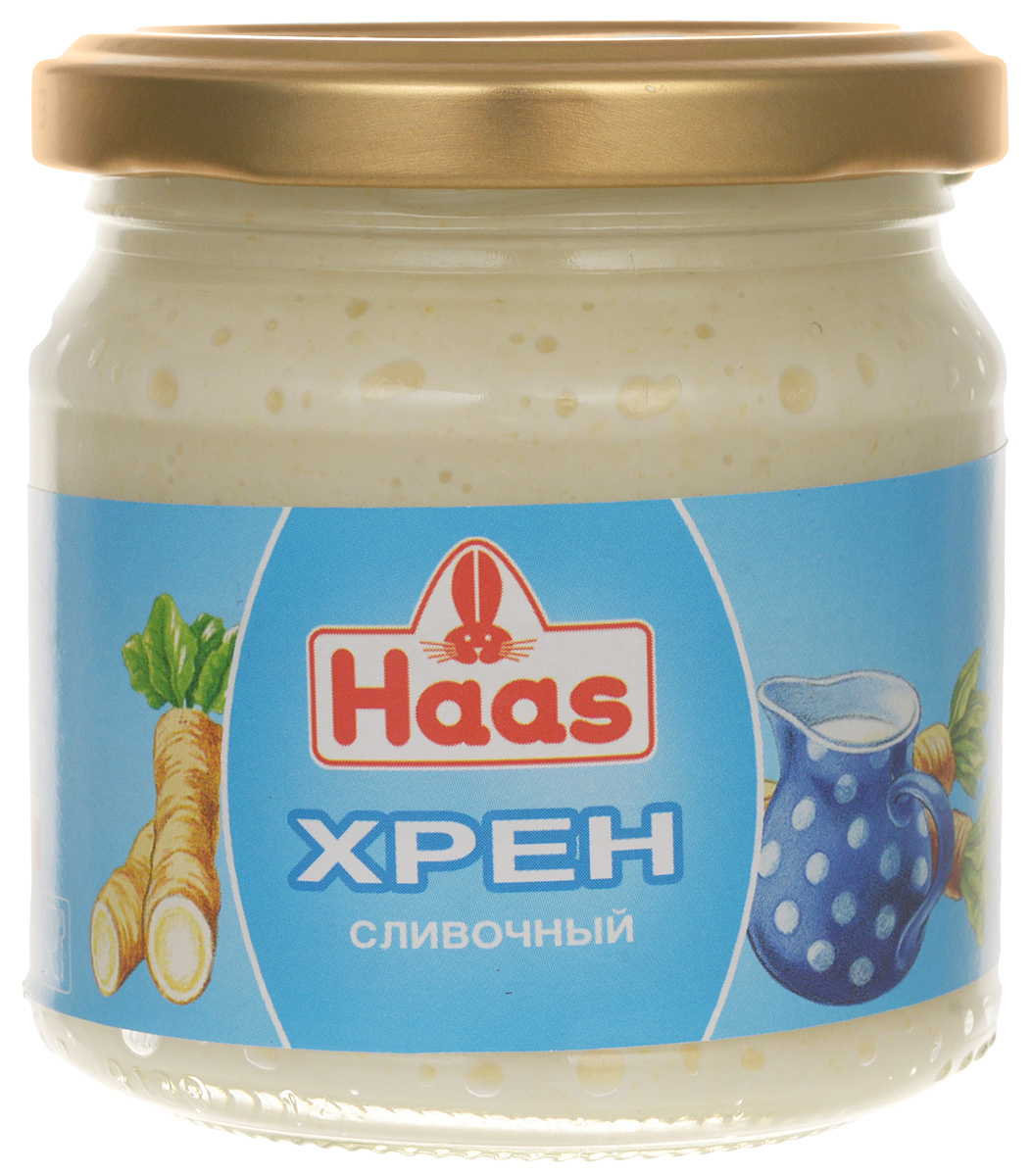 Haas хрен сливочный, 190 г0120710 Haas хрен сливочный, 190 г0120710Нежный натуральный хрен Haas с добавлением сливок (25%) - для истинных гурманов. Обладает тонким, изысканным вкусом, прекрасно подходит к рыбе, мясным стейкам и блюдам из дичи.