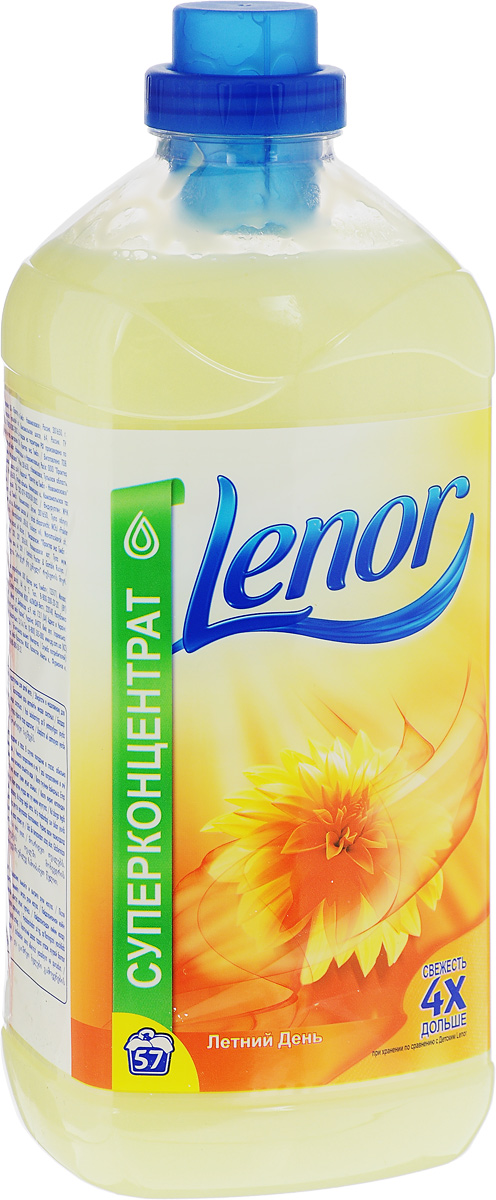 Кондиционер для белья Lenor Летний день, суперконцентрат, 2 лGC204/30 Кондиционер для белья Lenor Летний день, суперконцентрат, 2 лGC204/30Кондиционер Lenor Летний день обеспечивает стойкий свежий аромат, придает мягкость вещам, облегчает глажение, помогает сохранить форму одежды, защищает ткань от преждевременного изнашивания и сохраняет яркость цветов. Кондиционер концентрированный. Легкий аромат природы подарит вам ощущение уюта и комфорта. Товар сертифицирован.