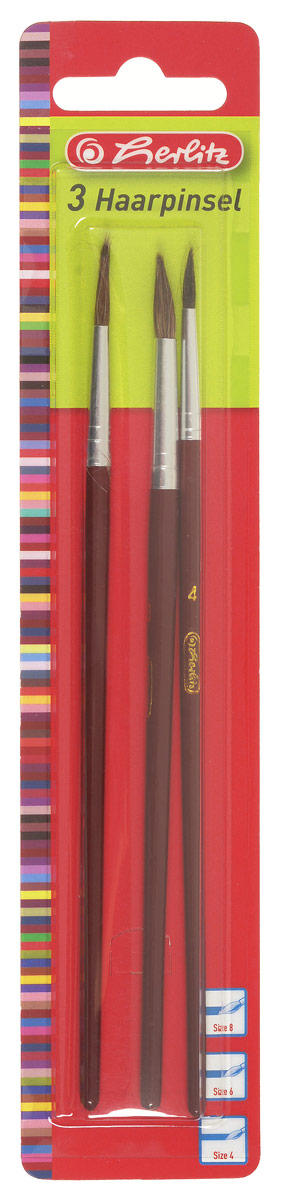 Herlitz Набор кистей из натурального волоса №4, 6, 8 (3 шт)FS-00103 Herlitz Набор кистей из натурального волоса №4, 6, 8 (3 шт)FS-00103Набор кистей из натурального волоса от Herlitz - это незаменимый атрибут для рисования. В наборе три круглые кисти № 4, 6, 8, изготовленные из натурального волоса и дерева. Такой набор кистей отличается от других наборов особой прочностью, упругостью и эластичностью. Набор кистей от Herlitz станет замечательным помощником в творческой деятельности вашего ребенка.