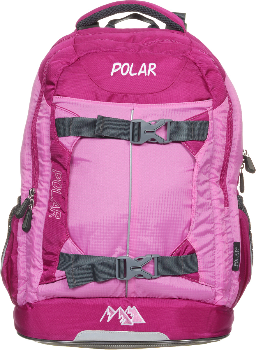 Рюкзак детский городской Polar, 24 л, цвет: розовый. П222-177292 Рюкзак детский городской Polar, 24 л, цвет: розовый. П222-177292Рюкзак состоит из двух отделений. Большое основное отделение предназначено для изделий и документов формата А4 без сложения. Также внутри расположен карман для ноутбука размером до 16 дюймов, а для дополнительной фиксации предмета отделение оснащено эластичными стяжками на пластиковом карабине. Второе отделение оснащено органайзером и также подходит для крупных и средних предметов. Снаружи расположены два кармана из сетчатой ткани и один большой карман на липучке. Дополнительно рюкзак оснащен удобной ручкой для переноски и светоотражающей вставкой.