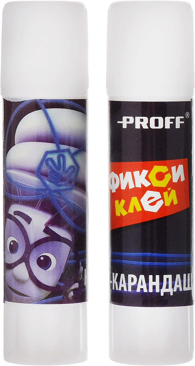 Proff Клей-карандаш Фиксиклей 2 штFS-00103 Proff Клей-карандаш Фиксиклей 2 штFS-00103Клей-карандаш Proff Фиксиклей безопасен в использовании, легко распределяется без комочков, при этом не деформируя бумагу, быстро высыхает.Предназначен для детского творчества и оформительских работ. В упаковке 2 карандаша.