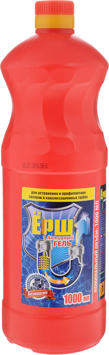 Гель от засоров Ерш, 1 л68/5/1 Гель от засоров Ерш, 1 л68/5/1Активный гель Ерш предназначен для профилактики и удаления засоров в канализационных трубах, унитазах, сифонах, раковинах. Не повреждает трубы. Глубоко проникает в трубу даже при наличии воды. Эффективно удаляет пищевые остатки, растительные и животные жиры, волосы, бумагу и органические вещества. Удаляет неприятные запахи.Товар сертифицирован.