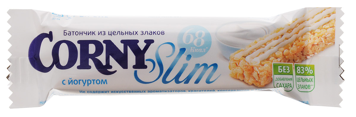 Corny Slim батончик злаковый с йогуртом, 20 г0120710 Corny Slim батончик злаковый с йогуртом, 20 г0120710Злаковые батончики Corny Slim - вкусная и здоровая альтернатива традиционным снэкам - шоколадным плиткам, чипсам и булкам. Батончики сочетают в себе исключительную пользу и удобство. Они помогают поддерживать себя в хорошей физической форме благодаря низкому содержанию калорий. Могут использоваться людьми, сидящим на диете.