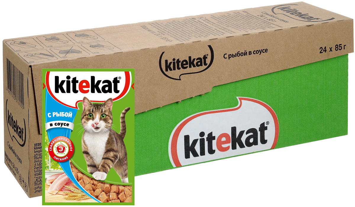 Консервы Kitekat для взрослых кошек, с рыбой в соусе, 85 г х 24 шт0120710 Консервы Kitekat для взрослых кошек, с рыбой в соусе, 85 г х 24 шт0120710Консервы Kitekat - это порция сочных кусочков с рыбой, приготовленных по особому рецепту. В основе корма формула сбалансированного питания, которая содержит белки, минералы, витамины, таурин и животные жиры. Порадуйте вашего питомца - в каждой порции только качественные продукты, как и те, что на вашей кухне: мясные ингредиенты, злаки и жиры животного происхождения. Все натуральные свойства сохранены и правильно сбалансированы для энергии и здоровья вашего кота. Товар сертифицирован.