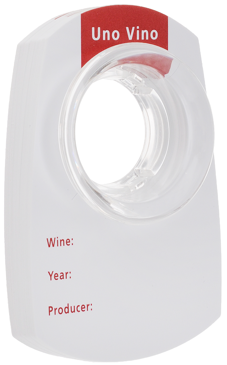 Подвеска для вина Tescoma Uno Vino, 25 шт24063 Подвеска для вина Tescoma Uno Vino, 25 шт24063Двусторонняя подвеска Tescoma Uno Vino для белого и красного вина, выполненная из пластика, устойчива к влажности. Текст можно стереть, и подвеску использовать заново. Имеет практичное кольцо-держатель.Размер подвески: 7,5 х 4,7 см