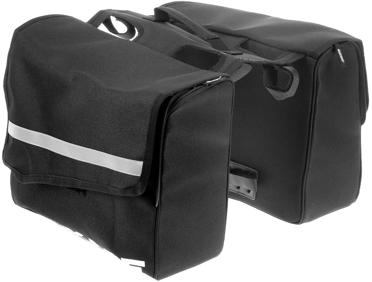 Сумка на задний багажник велосипеда BiKase City Pannier, двойнаяMW-1462-01-SR серебристый Сумка на задний багажник велосипеда BiKase City Pannier, двойнаяMW-1462-01-SR серебристыйДвойная сумка для багажника велосипеда BiKase City Pannier выполнена из высококачественного нейлона с жесткими стенками. Каждая сумка закрывается на двухстороннюю застежку-молнию и липучку, внутри имеются одно главное отделение, карман на молнии и карман на резинке. Изделие крепится при помощи ремней на липучках.Сумка снабжена ручкой для переноски, с помощью которой вы с легкостью сможете снимать ее с багажника. Также имеются светоотражающие вставки. Симметричная конструкция позволяет равномерно распределить нагрузку между двумя сумками. Такая сумка поможет с комфортом транспортировать различные вещи на стандартном багажнике велосипеда.Общий размер двойной сумки: 33 х 41 х 27 см. Размер одной сумки: 33 х 13 х 27 см.