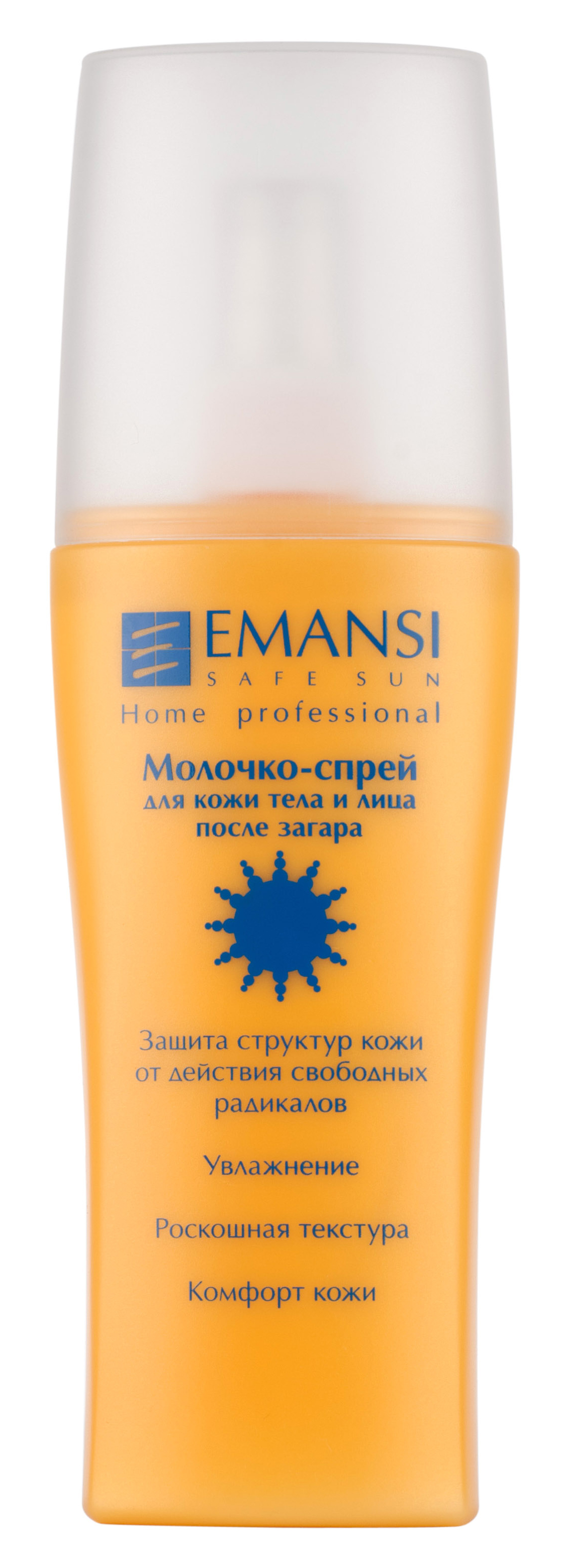 Emansi Молочко-спрей для кожи тела и лица Safe sun после загара, 150 млMYL-УТ000001531 Emansi Молочко-спрей для кожи тела и лица Safe sun после загара, 150 млMYL-УТ000001531 - Увлажнение - Роскошная текстура - Комфорт кожи - Увлажняет и смягчает кожу - Подходит для любой, в том числе и чувствительной кожи