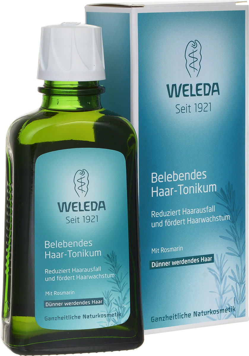 Weleda Средство для роста волос, укрепляющее, с розмарином, 100 млFS-00897 Weleda Средство для роста волос, укрепляющее, с розмарином, 100 млFS-00897Укрепляющее средство Weleda для роста волос с розмарином уменьшает выпадение волос и стимулирует рост.Средство Weleda с маслом розмарина и ценными экстрактами очитка и листьев хрена улучшает питание корней волос, уменьшает выпадение и стимулирует естественный рост волос, укрепляет волосы и поддерживает здоровье кожи головы.Свежий аромат розмарина придает продукту особенную нотку. Подходит для восстановления волос после родов и кормления грудью.Не содержит ингредиентов на основе минеральных масел, а так же синтетических ароматизаторов, красителей и консервантов. Не содержит силикона. Протестировано дерматологами.Товар сертифицирован.