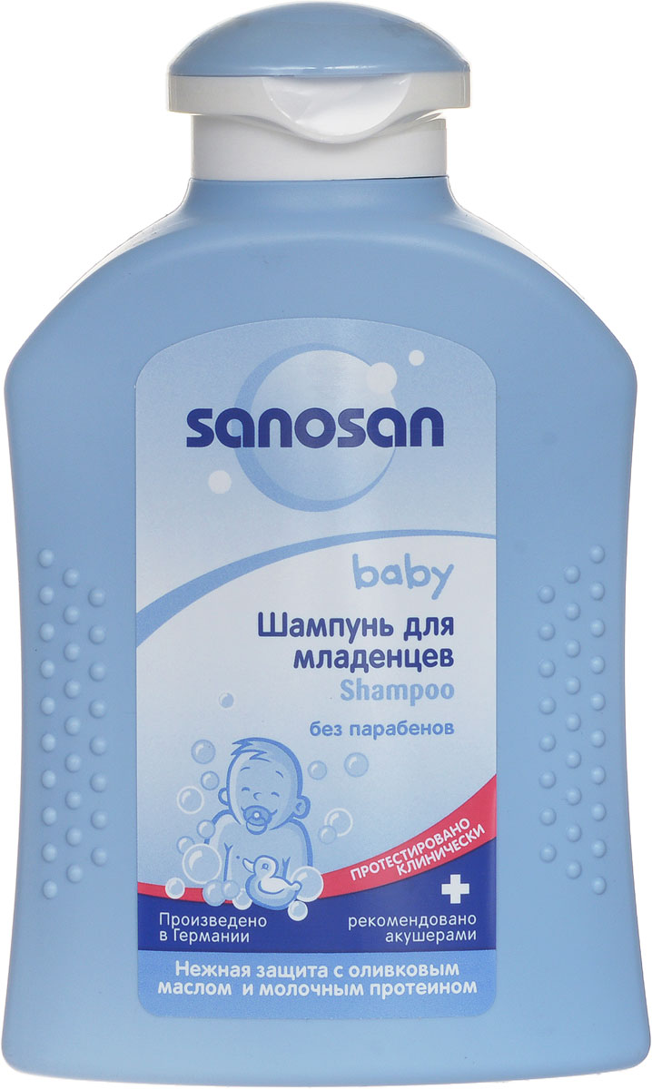 Шампунь для младенцев Sanosan baby, 200 млFS-00897 Шампунь для младенцев Sanosan baby, 200 млFS-00897Шампунь для младенцев Sanosan baby бережно и тщательно очищает тонкие волосы малыша, придавая им блеск и шелковистость. Питательные добавки, такие как оливковое масло и молочный протеин, смягчают и предохраняют кожу головы малыша от пересушивания. Шампунь не содержит парафинового масла, красителей и не раздражает глаза. Гипоаллергенно. Шампунь для не содержит компонентов, подавляющихзащитную функцию глаз. Активные компоненты: оливковое масло, молочный протеин. Характеристики: Объем: 200 мл. Косметическая линияSanosan babyразработана и произведена в Германии специально для ухода за нежной и чувствительной кожей малышей с самых первых дней жизни. ПродукцияSanosan babyне содержит красителей и ингредиентов, представляющих потенциальную опасность для здоровья.Товар сертифицирован.