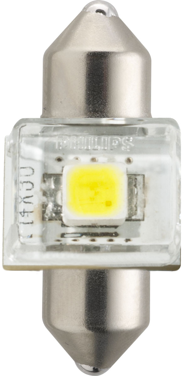 Лампа автомобильная светодиодная Philips X-tremeVision LED, для салона, цоколь C5W Fest T14 (SV8,5-30/11), 12V, 1WPANTERA SPX-2RS Лампа автомобильная светодиодная Philips X-tremeVision LED, для салона, цоколь C5W Fest T14 (SV8,5-30/11), 12V, 1WPANTERA SPX-2RSАвтомобильная лампа Philips X-tremeVision LED излучает дневной свет, обеспечивая улучшенноеосвещение интерьера. Лампа дает в 5 раз больше света по сравнению со стандартными лампами накаливания, высокомощный долговечный светодиод обеспечивает яркое и точное освещение салона автомобиля, не ослепляя при этом водителя. Лампы Philips X-tremeVision LED обладают 12-летним сроком службы и обладают исключительной термостойкостью и устойчивостью к вибрациям. Угол освещения: 120°.