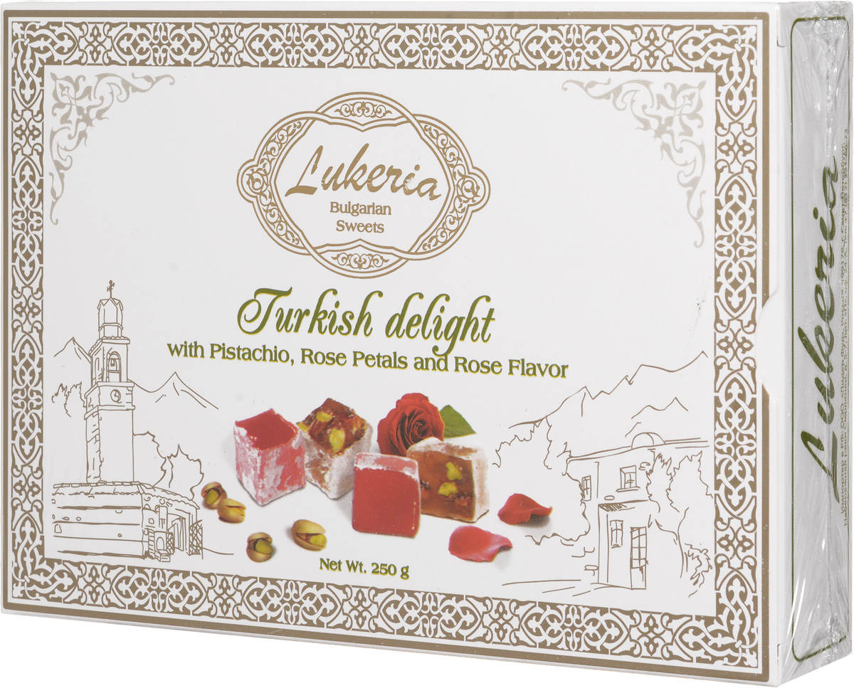 Lukeria Рахат-лукум с фисташками, лепесками и ароматом розы, 250 г0120710 Lukeria Рахат-лукум с фисташками, лепесками и ароматом розы, 250 г0120710История восточных сладостей насчитывает многие тысячелетия. Благодаря гурманам Ближнего и Среднего Востока во всем мире стали известны халва, нуга, пахлава и конечно, знаменитый рахат-лукум – уже сами эти названия содержат привкус восточных сказок. Отличало их также то, что восточные сладости можно было хранить в теплом климате, и они не теряли своей свежести и не портились. Экзотические лакомства далекого Востока в течение долгого времени были неизвестны европейцам. В Европе они появились примерно в XVII – XVIII веках, их подавали в самых богатых домах как изысканные деликатесы. Вскоре восточные сладости стали признаком тонкого вкуса.