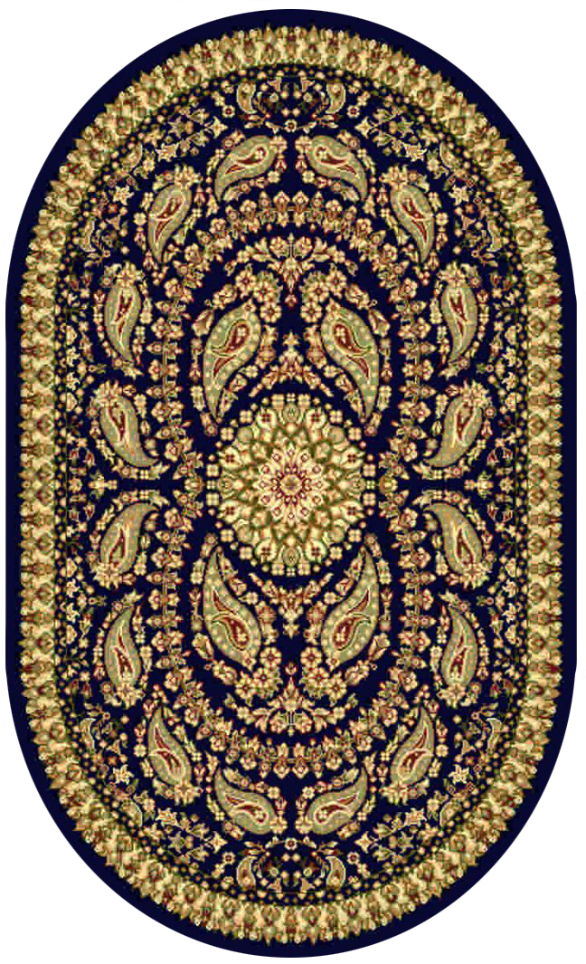 Ковер Kamalak tekstil, овальный, цвет: синий, 100 x 150 см. УК-0162ES-412 Ковер Kamalak tekstil, овальный, цвет: синий, 100 x 150 см. УК-0162ES-412Ковры-паласы выполнены из полипропилена. Ковры обладают хорошими показателями теплостойкости и шумоизоляции. Являются гиппоалергенными. За счет невысокого ворса ковры легко чистить. Вам придется по душе широкая гамма цветов и возможность гармонично оформить интерьер. Практичный и устойчивый к износу ворс - от постоянного хождения не истирается, не накапливает статическое электричество. Структура волокна в полипропиленовых моделях гладкая, поэтому грязь не может выесться, на ворсе она скапливается с трудом. Полипропилен не впитывает влагу, отталкивает водянистые пятна. Уход: Самый простой способ избавить изделие от грязи – пропылесосить его с обеих сторон (лицевой и изнаночной).Влажная уборка с применением шампуней и моющих средств не противопоказана. Если шерсти и шёлку универсальные чистящие составы не подходят, то для синтетики они придутся в самый раз.Хранить их нужно рулоном, не складывая «салфеткой».При надлежащем уходе синтетический ковёр прослужит долго, не утратив ни яркости узора, ни блеска ворса, ни его упругости.