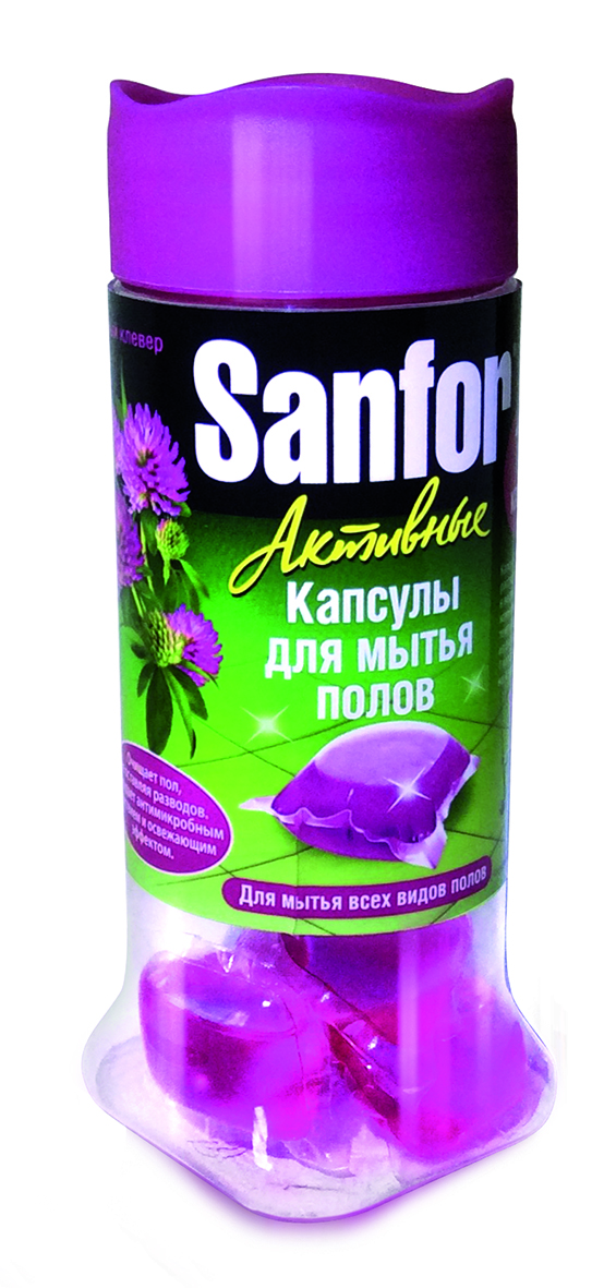 Средство для мытья полов Sanfor, активные капсулы, сочный клевер, 10 шт391602 Средство для мытья полов Sanfor, активные капсулы, сочный клевер, 10 шт391602Концентрированное средство для мытья полов в капсулах Sanforподходит для ухода за любыми полами и поверхностями по всему дому: ламинат, линолеум, паркет, дерево, керамическая плитка, мрамор, пробковое покрытие, пластик, окрашенные поверхности. Оригинальный состав базируется на специально разработанной формуле с содержанием безопасных активных веществ и силиконов.Товар сертифицирован.