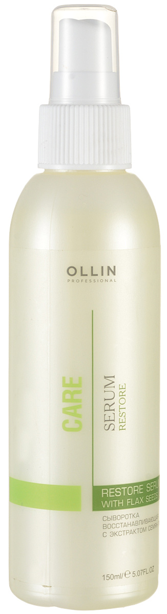 Ollin Сыворотка восстанавливающая с экстрактом семян льна Care Restore Serum With Flax Seeds 150 млAC-1121RD Ollin Сыворотка восстанавливающая с экстрактом семян льна Care Restore Serum With Flax Seeds 150 млAC-1121RDСыворотка восстанавливающая с экстрактом семян льна Ollin Care Restore Serum With Flax Seeds. Подходит для всех типов волос. Выравнивает поверхность, сглаживая кутикулярный слой и предотвращает сечение кончиков волос. Кондиционирует химически обработанные волосы, облегчая их расчёсывание. Волосы приобретают жизненную силу и интенсивный здоровый блеск.