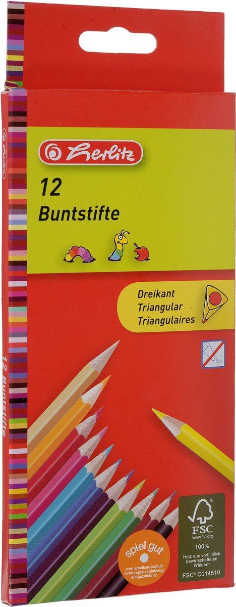 Herlitz Набор цветных карандашей Buntstifte 12 штC13S041944 Herlitz Набор цветных карандашей Buntstifte 12 штC13S041944Набор цветных карандашей Herlitz Buntstifte поможет создать чудные картины вашему юному художнику.Мягкий грифель легко рисует на бумаге и не царапает ее, устойчив к механическим деформациям и легко затачивается. Трехгранный корпус изготовлен из натуральной древесины и покрыт лаком на водной основе.В набор входят 12 карандашей ярких и насыщенных цветов.С таким набором карандашей от Herlitz будет интересно рисовать не только вашему малышу, но и вам.