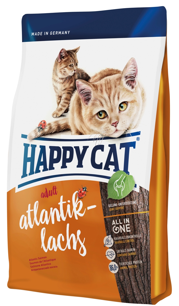 Корм сухой Happy Cat Adult для кошек с чувствительным пищеварением, атлантический лосось, 1,4 кг0120710 Корм сухой Happy Cat Adult для кошек с чувствительным пищеварением, атлантический лосось, 1,4 кг0120710Сухой корм Happy Cat Adult обеспечивает маленького искателя приключении всеми важными питательными веществами, которые ему необходимы для уличных прогулок или для безудержной игры. Корм содержит легко усваиваемый лосось и птицу. Изысканная рецептура была специально разработана для кошек свободно гуляющих и активных кошек. Калорийность корма была адаптирована к физической активности.Состав: птица (18,5%), птичий жир, лосось (11%), рисовая мука, кукурузная мука, кукуруза, мясопродукты, картофельные хлопья, клетчатка, гемоглобин, свекольная пульпа, хлорид натрия, сухое цельное яйцо, дрожжи, хлорид калия, яблочная пульпа (0,4%), морские водоросли (0,2%), семя льна (0,2%), новозеландский моллюск (0,04%), корень цикория (0,04%), дрожжи (экстрагированные), расторопша, артишок, одуванчик, имбирь, березовый лист, крапива, ромашка, кориандр, розмарин, шалфей, корень солодки, тимьян (общий объем сухих трав: 0,18%).Аналитический состав: сырой протеин 32,0%, сырой жир 18,0%, сырая клетчатка 3,0 %, сырая зола 6,5%, кальций 1,3%, фосфор 0,9%, натрий 0,5%, калий 0,65%, магний 0,08%, Омега-6 жирных кислот 3,0%, Омега-3 жирных кислоты 0,4.%.Витамины/кг: витамин A (3а672а) 18000 МE, витамин D3 1800 МЕ, витамин E (альфа-токоферол 3a700) 100 мг, витамин B1 (тиаминмононитрат 3a821) 5 мг, витамин B2 (рибофлавин) 6 мг, витамин B6 (пиридоксингидрохлорид 3a831) 4 мг, D(+) биотин (3a880) 700 мкг, кальция-D-пантотенат 12 мг, ниацин 45 мг, витамин B12 75 мкг, холинхлорид 75 мг. Антиоксиданты: натуральные экстракты с высоким содержанием токоферола. Микроэлементы/кг: железо 120 мг (сульфат железа (II)), медь 12 мг (сульфат меди (II)), цинк 150 мг (оксид цинка) , марганец 30 мг (оксид марганца (II)), йод 2,5 мг (йодат кальция 3b202), селен 0,2 мг (селенит натрия). Аминокислоты/кг: DL-метионин: 4400 мг, таурин (3a370) 1000 мг.Товар сертифицирован.