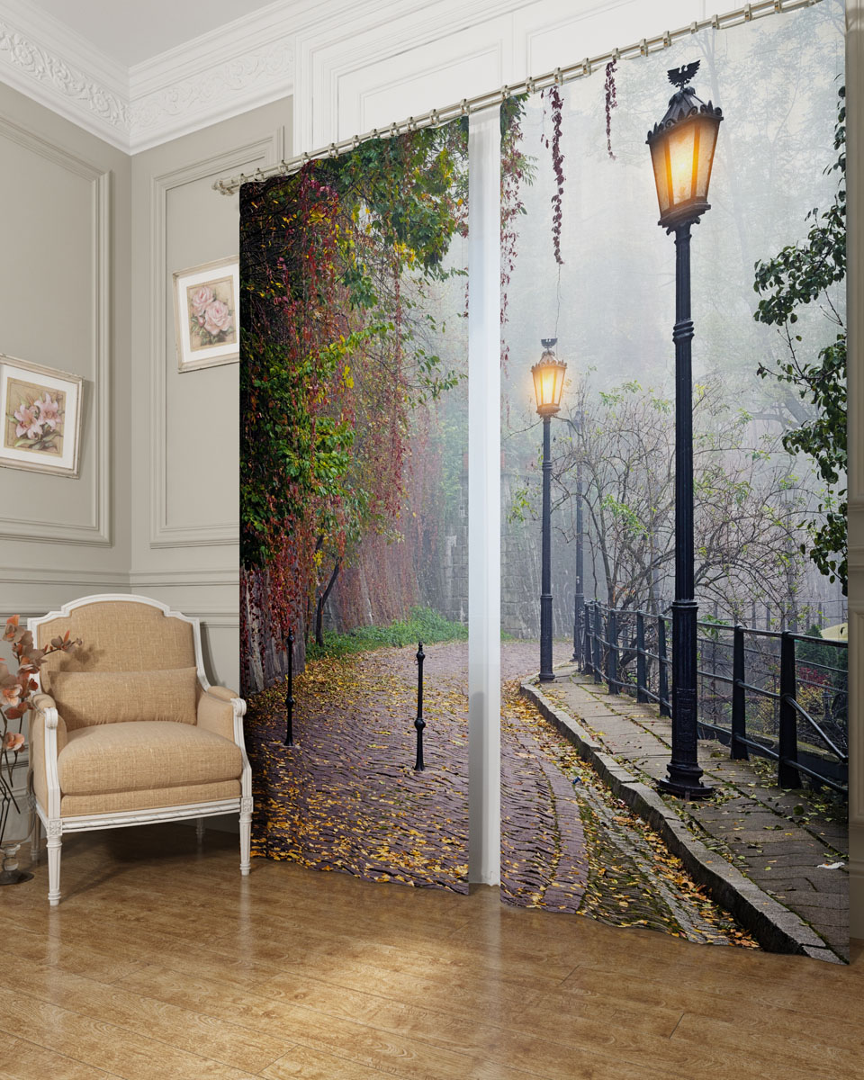 Комплект фотоштор Сирень Улица. Фонари, на ленте, высота 260 см. 02913-ФШ-БЛ-00198299571 Комплект фотоштор Сирень Улица. Фонари, на ленте, высота 260 см. 02913-ФШ-БЛ-00198299571Фотошторы Сирень Улица. Фонари, выполненные из блэкаута, отлично дополнят украшение любого интерьера. Блэкаут - это трехслойная светонепроницаемая ткань - 100% полиэстер, по структуре напоминает плотный хлопок, очень мягкий,с небольшим сероватым оттенком из-за черной нити, входящей в состав ткани. Блэкаут не требует особого ухода, хорошо драпируется. Пропускает солнечные лучи не более 5%. Крепление на карниз при помощи шторной ленты на крючки. В комплекте 2 шторы. Ширина одного полотна: 145 см.Высота штор: 260 см.Рекомендации по уходу: стирка при 30 градусах, гладить при температуре до 110 градусов.Изображение на мониторе может немного отличаться от реального.