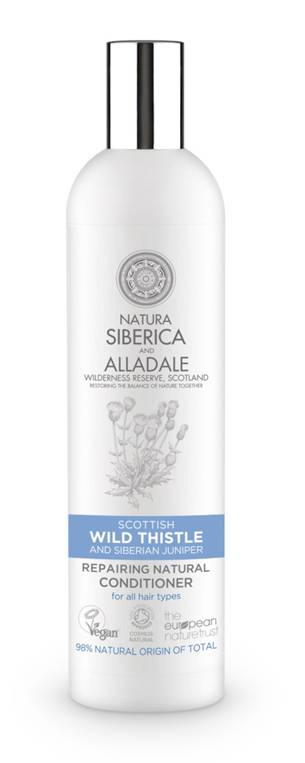 Natura Siberica and Alladale Восстанавливающий бальзам для волос 400 мл02012402 Natura Siberica and Alladale Восстанавливающий бальзам для волос 400 мл02012402Восстанавливающий бальзам на основе органического чертополоха-символа Шотландии и дикого сибирского можжевельника, бережно собранного на нашей органической ферме в Хакассии. Органический экстракт чертополоха глубоко увлажняет волосы, а органический экстракт сибирского можжевельника укрепляет их. Для всех типов волос.