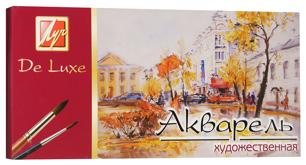 Луч Акварель художественная De Luxe 24 цветаFS-00261 Луч Акварель художественная De Luxe 24 цветаFS-00261Медовые акварельные краски De Luxe идеально подойдут для детского художественного творчества, изобразительных и оформительских работ. Акварельные краски серии Люкс изготовлены с использованием высококачественного растительного клея-гуммиарабика и пигментов высокого класса. Это обуславливает улучшенные свойства по сравнению с обычными акварельными красками. Краски легко размываются, создавая прозрачный цветной слой, легко смешиваются между собой, не крошатся и не смазываются, быстро сохнут. Акварель имеет отличные художественные свойства, качественную передачу цвета, хорошую растворимость. Акварельные краски безопасны для детей, не токсичны.В набор входят краски 24 ярких насыщенных цвета. В процессе рисования у детей развивается наглядно-образное мышление, воображение, мелкая моторика рук, творческие и художественные способности, вырабатывается усидчивость и аккуратность.