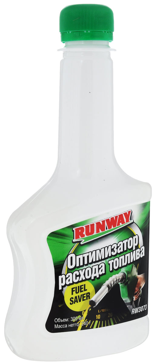Оптимизатор расхода топлива Runway, 300 млSVC-300 Оптимизатор расхода топлива Runway, 300 млSVC-300Основной причиной повышенного расхода топлива, снижения мощности, неравномерной работы двигателя является загрязнение топливных инжекторов (форсунок) системы питания двигателя. Оптимизатор расхода топлива Runway очищает топливные инжекторы, камеру сгорания и систему питания в целом. Высокоэффективный состав восстанавливает оптимальные пропорции топливной смеси, тем самым позволяет снизить расхода бензина до 10% .Особенно эффективно для автомобилей с пробегом.Товар сертифицирован.