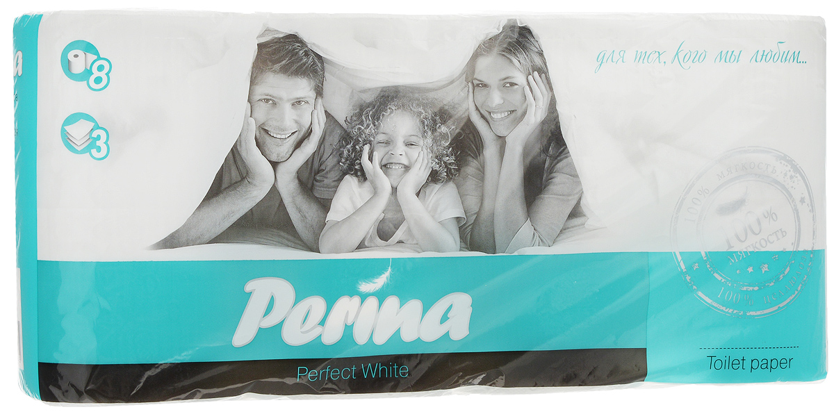 Бумага туалетная Perina Perfect White, трехслойная, 8 рулоновNN-606-LS-GR Бумага туалетная Perina Perfect White, трехслойная, 8 рулоновNN-606-LS-GRТуалетная бумагаPerina Perfect White выполнена из натуральной целлюлозы. Трехслойная туалетная бумага мягкая, нежная, но в тоже время прочная. Листы имеютрисунок с перфорацией.Длина рулона: 18,8 м.Количество листов: 150 шт.Количество слоев: 3.Размер листа: 12,5 х 9,4 см.Состав: 100% целлюлоза.