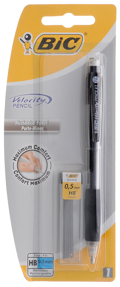 Bic Карандаш механический Velocity со сменными грифелями цвет корпуса черныйC13S041944 Bic Карандаш механический Velocity со сменными грифелями цвет корпуса черныйC13S041944Механический карандаш Bic Velosity со сменными грифелями будет вашим незаменимым помощников в офисе и дома.Карман не испачкается благодаря выдвижному пишущему узлу. Прорезиненный грип исключает скольжение пальцев во время письма, обеспечивая комфорт. Специальный ластик для графита встроен в кнопку.В комплект также входит контейнер с 12 запасными грифелями.