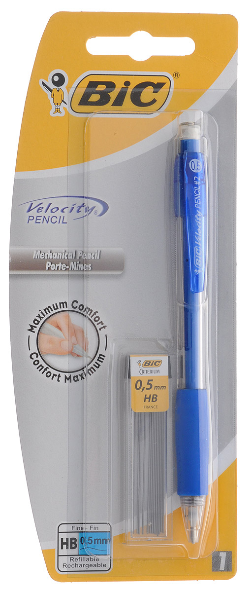 Bic Карандаш механический Velocity со сменными грифелями цвет корпуса синий2010440 Bic Карандаш механический Velocity со сменными грифелями цвет корпуса синий2010440Механический карандаш Bic Velosity со сменными грифелями будет вашим незаменимым помощников в офисе и дома.Карман не испачкается благодаря выдвижному пишущему узлу. Прорезиненный грип исключает скольжение пальцев во время письма, обеспечивая комфорт. Специальный ластик для графита встроен в кнопку.В комплект также входит контейнер с 12 запасными грифелями.