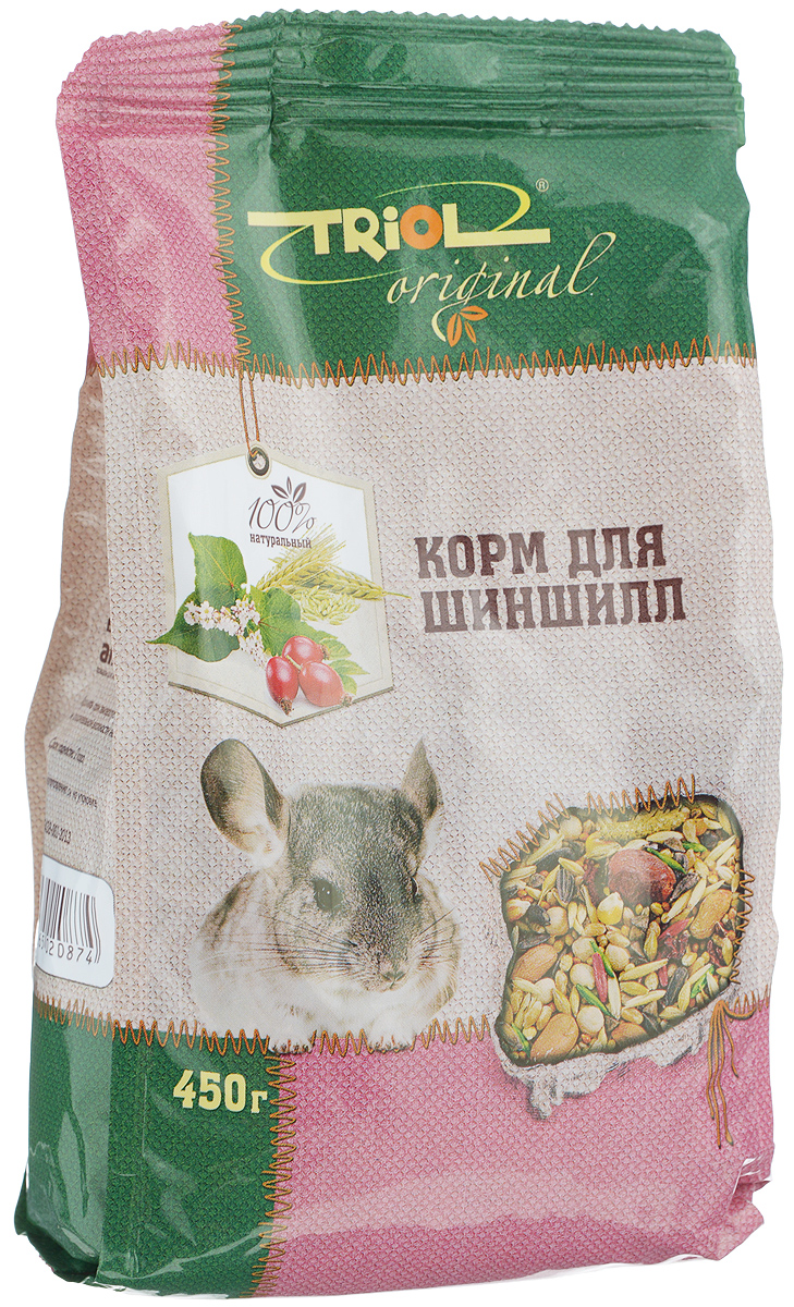 Корм для шиншилл Triol, 450 г0120710 Корм для шиншилл Triol, 450 г0120710Полнорационный корм Triol разработан специально для питания шиншилл и содержит только натуральные компоненты. Особенностью корма является высокое содержание грубой клетчатки, так необходимой для чувствительной системы пищеварения шиншилл.Товар сертифицирован.
