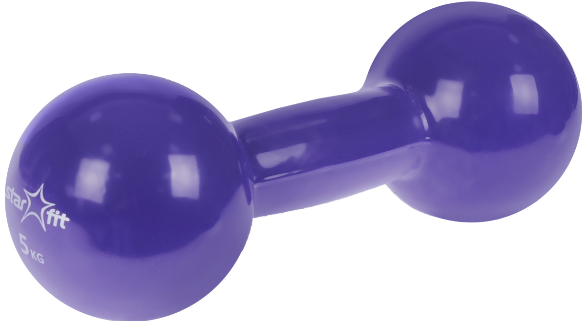 Гантель виниловая Starfit, цвет: фиолетовый, 5 кгSF 0085 Гантель виниловая Starfit, цвет: фиолетовый, 5 кгSF 0085Металлическая гантель с виниловым покрытием Star Fit отлично подойдет для занятий спортом. Она помогает укрепить мышцы рук, грудной клетки, верхней части спины и плеч.Этот спортивный снаряд является идеальной дополнительной нагрузкой для любых физических упражнений. Для себя можно подобрать подходящий комплекс и неуклонно худеть, разминаясь с гантелями. В скором времени стройная фигура и отличное самочувствие станут наградой за постоянные занятия.