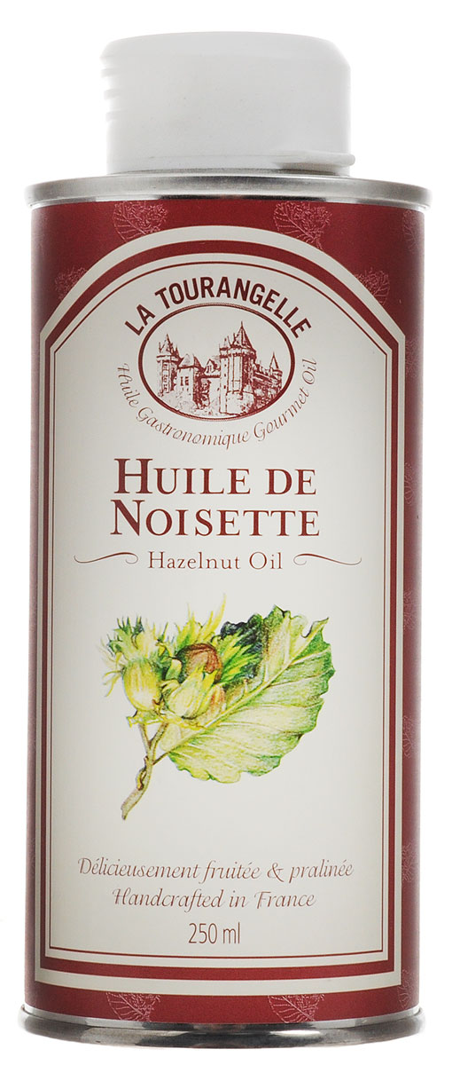 La Tourangelle Hazelnut Oil масло фундучное лесной орех, 250 мл0120710 La Tourangelle Hazelnut Oil масло фундучное лесной орех, 250 мл0120710La Tourangelle Hazelnut Oil - смесь рафинированного и нерафинированного масла первого отжима. Продукт великолепно подходит к салатам, превосходно сочетается с уксусом, создавая легкий и приятный вкус и аромат. Hazelnut Oil хорошо сочетается с лимонным соком. Идеально подходит к макаронам, картофелю, бобам, заменяя сливочное масло. Кроме того, масло из лесного ореха прекрасно сочетается с рыбой, сыром или карпачо. Содержит витамины: С, В1, В2, В6. Именно в этом орехе наиболее удачно сочетаются кальций, фосфор, магний, железо, кобальт, цинк, натрий и полный комплекс аминокислот. От прочих орехов фундук отличает повышенная концентрация витамина Е. Высокое содержание калия, кальция в сочетании с натрием способствуют эффективному развитию и укреплению структуры костей, снижению давления.