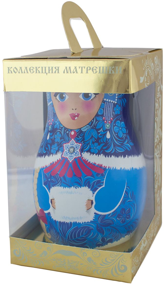 Дольче Вита Новогодняя матрешка голубая черный листовой чай, 50 г101246 Дольче Вита Новогодняя матрешка голубая черный листовой чай, 50 г101246Дольче Вита Новогодняя матрешка - цейлонский черный крупнолистовой чай с листьями малины, ягодами можжевельника и красной смородины. Чай помещен в красочную подарочную упаковку-матрешку.
