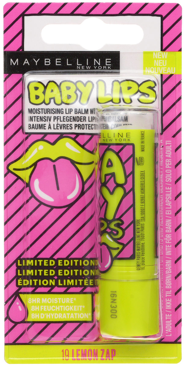 Maybelline New York Бальзам для губ Baby Lips Энергия лимона, 1,78 млFS-00897 Maybelline New York Бальзам для губ Baby Lips Энергия лимона, 1,78 млFS-00897бальзам для губ: интенсивное восстановление + защита от сухости! Яркие бальзамы для губ, которые защищают их и полностью восстанавливают, придавая нежный и соблазнительный вид!