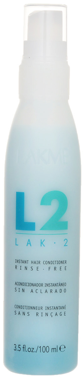 Lakme Кондиционер для экспресс-ухода за волосами LAK-2 Instant Hair Conditioner, 100 млSatin Hair 7 BR730MN Lakme Кондиционер для экспресс-ухода за волосами LAK-2 Instant Hair Conditioner, 100 млSatin Hair 7 BR730MNКомбинация гидролизованных протеинов и катионных полимеров специально разработана для воздействия на наиболее чувствительные участки волос.Придает волосам мягкость и блеск, не утяжеляя их.Мгновенно распутывает и одновременно защищает волосы. В результате волосы становятся более гладкими и легко расчесываются.Идеален для применения на окрашенных и осветленных волосах. Сохраняет и проявляет цвет окрашенных волос.