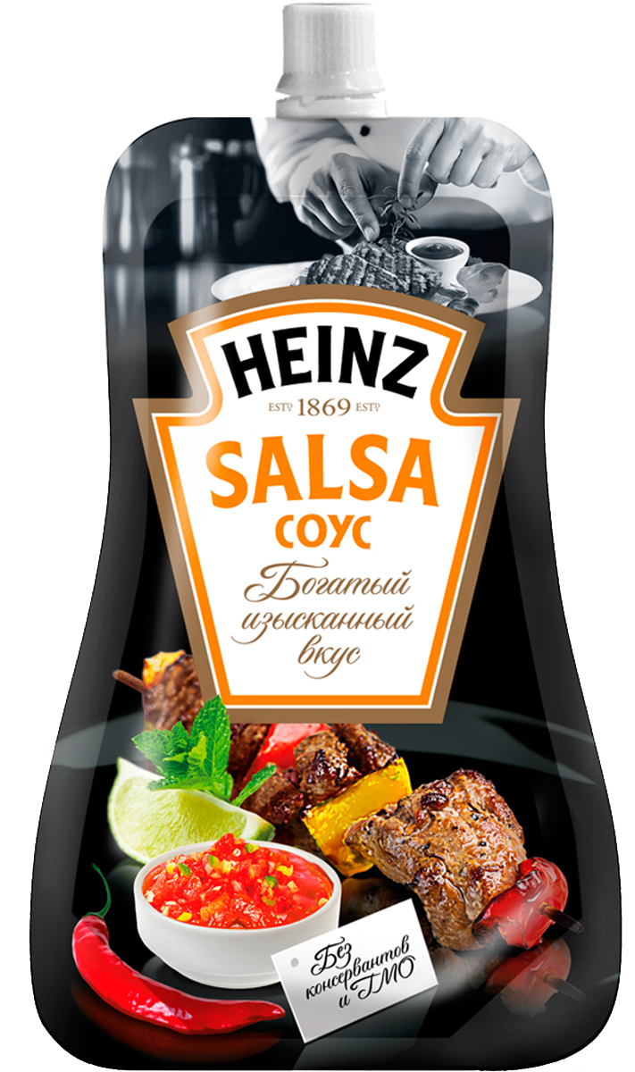 Heinz cоус томатный Сальса, 230 г0120710 Heinz cоус томатный Сальса, 230 г0120710Жгуче-острый соус Heinz Сальса с кусочками сочных томатов, перцем халапеньо и чили создан специально для любителей острых блюд. Его обжигающе-острый вкус отлично дополнит вкус любого блюда, но лучше всего он подойдет к блюдам из мяса, шашлыку, тушеным овощам и, конечно, чипсам начос.