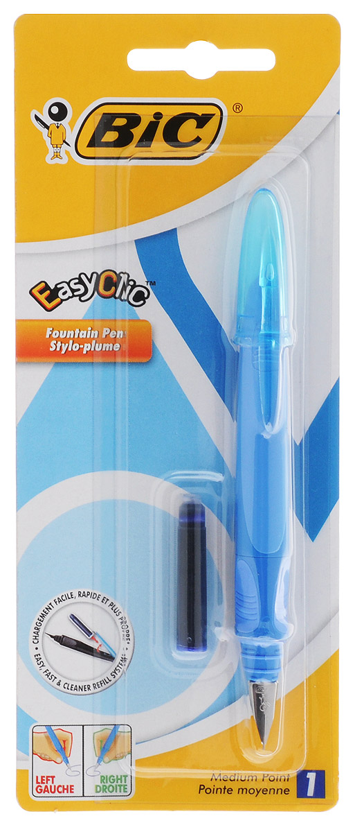 Bic Ручка перьевая Easy Click Classic цвет корпуса голубойC13S400035 Bic Ручка перьевая Easy Click Classic цвет корпуса голубойC13S400035Перьевая ручка Easy Click Classic в эргономичном пластиковом корпусе станет отличным подарком, как школьнику, так и взрослому человеку. Перо из стали обеспечивает равномерную подачу чернил. Стальной иридиевый пишущий узел позволяет чертить линии толщиной 0,5 мм. Ручка дополнена колпачком с удобным клипом. Ручка одинаково удобна для письма как левой, так и правой рукой. Ручка снабжена инновационной удобной системой замены картриджа. В комплекте с ручкой имеется картридж с синими чернилами.