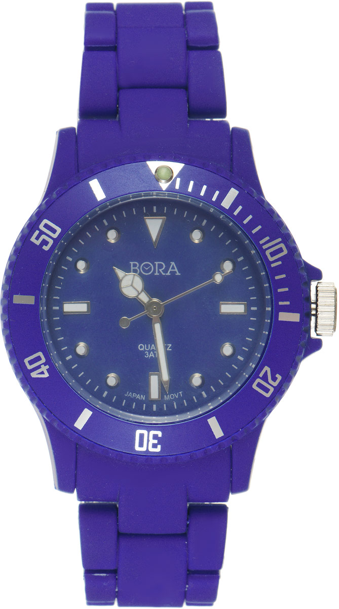 Часы наручные женские Bora, цвет: темно-синий. T-B-62994106черные Часы наручные женские Bora, цвет: темно-синий. T-B-62994106черныеНаручные часы Bora произведены опытными специалистами из материалов самого высокого качества на базе новейших технологий и оснащены электронно-механическим кварцевым механизмом Seiko Instruments (Япония). Корпус часов выполнен из нержавеющей стали и пластика черного цвета. Циферблат круглой формы, оформленный отметками, имеет три стрелки - часовую, минутную и секундную. Стрелки и отметки покрыты люминесцентным раствором, благодаря чему светятся в темноте. Внешний циферблат оформлен цифрами. Браслет выполнен из пластика и застегивается на застежку-бабочку.Часы Bora подчеркнут ваш неповторимый стиль и добавят элегантности в ваш образ.