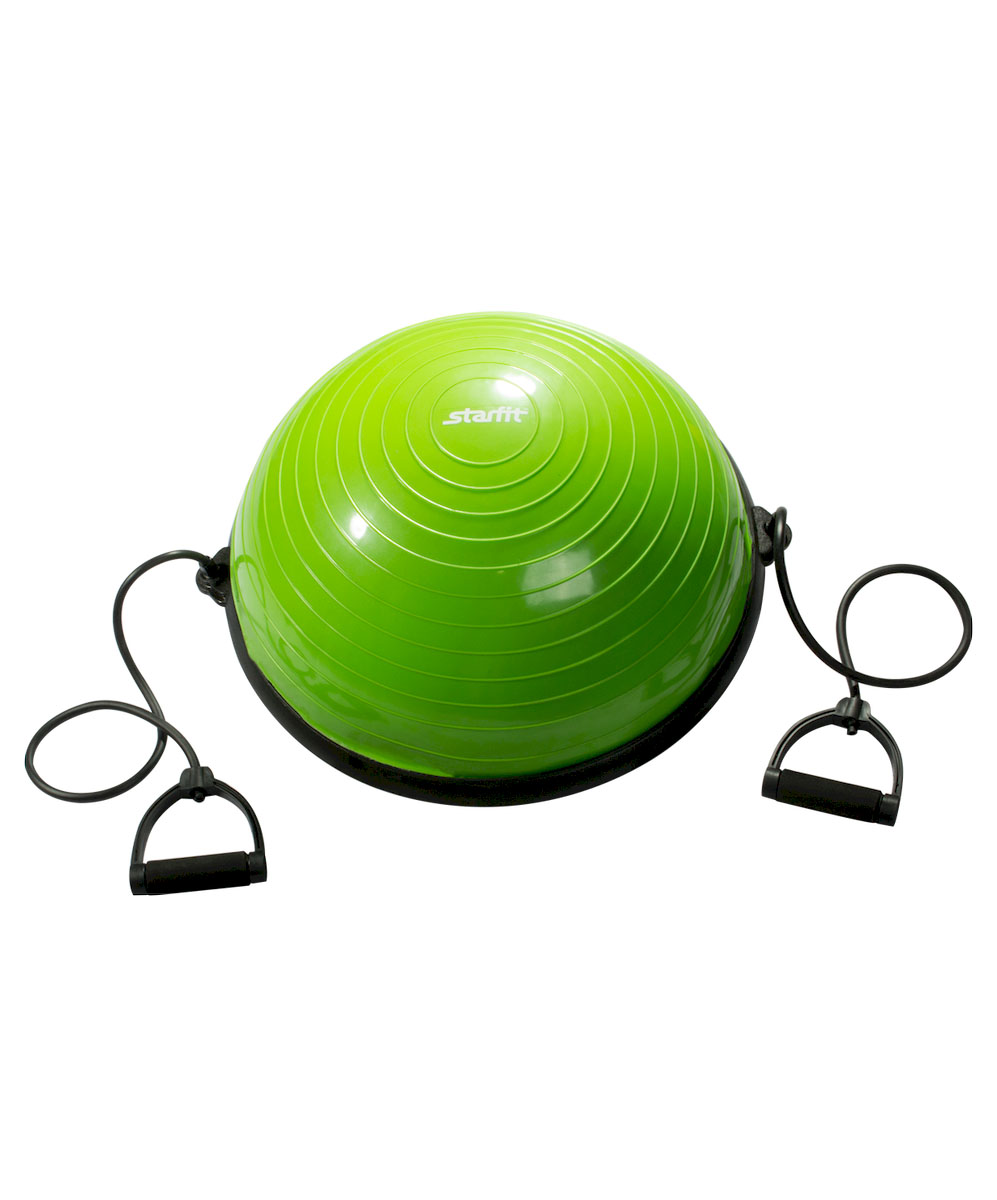 Полусфера спортивная Starfit BOSU, с эспандерами, цвет: зеленый, черный, диаметр 58 смSF 0085 Полусфера спортивная Starfit BOSU, с эспандерами, цвет: зеленый, черный, диаметр 58 смSF 0085Тренажер Star Fit BOSU - это полусфера для занятия спортом. Если человек хочет похудеть, развивать баланс, вестибулярный аппарат, сердечно-сосудистую систему, укреплять связочный аппарат ног, то BOSU необходимый для использования аксессуар. Его используют как новички, чтобы похудеть, так и профессиональные спортсмены, восстанавливающиеся после сложных операций на коленных суставах.