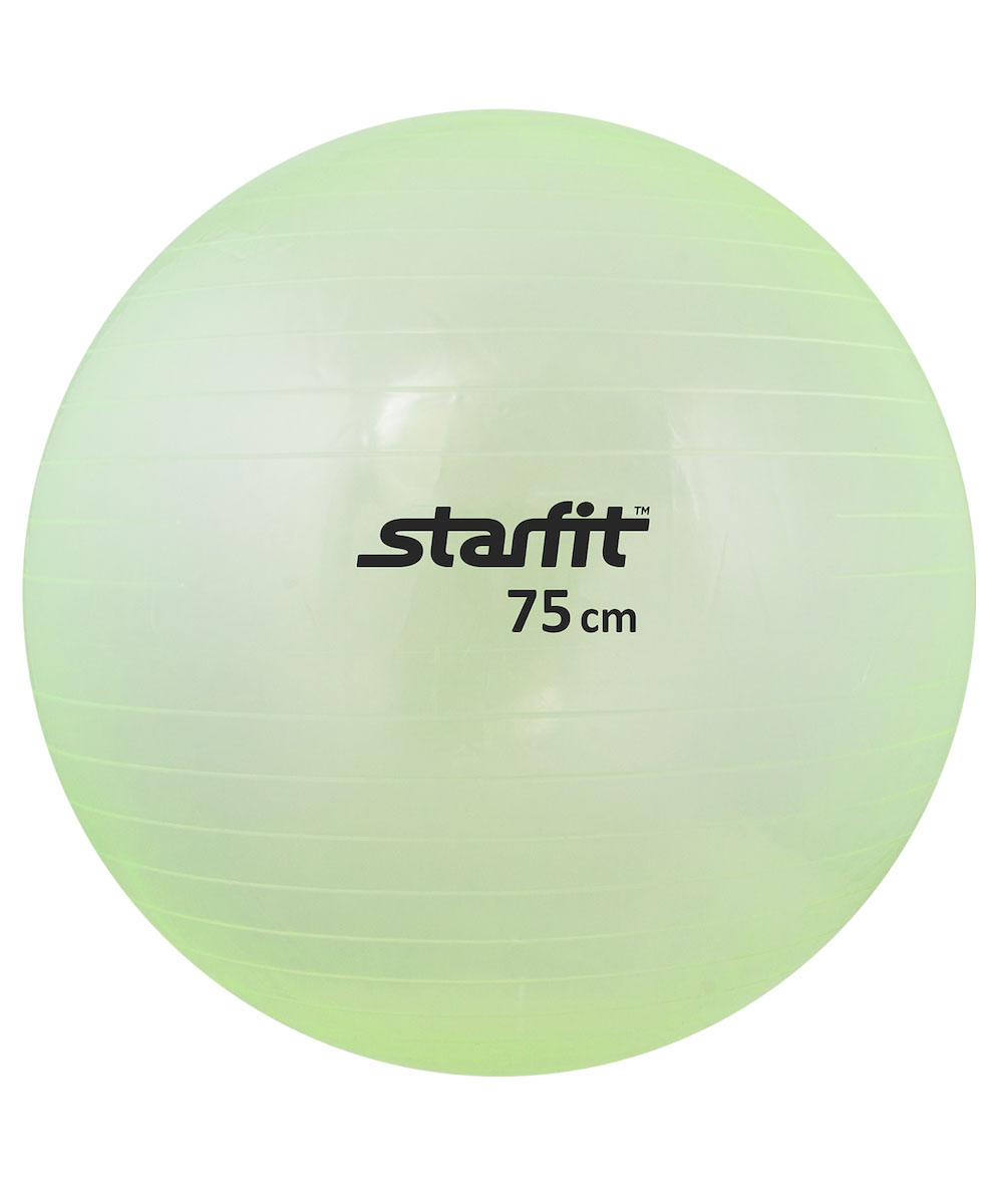Мяч гимнастический Starfit, цвет: прозрачный, зеленый, диаметр 75 см3B327 Мяч гимнастический Starfit, цвет: прозрачный, зеленый, диаметр 75 см3B327Гимнастический мяч Star Fit является универсальным тренажером для всех групп мышц, помогает развить гибкость, исправить осанку, снимает чувство усталости в спине. Предназначен для гимнастических и медицинских целей в лечебных упражнениях. Прекрасно подходит для использования в домашних условиях. Данный мяч можно использовать для реабилитации после травм и операций, восстановления после перенесенного инсульта, стимуляции и релаксации мышечных тканей, улучшения кровообращения, лечении и профилактики сколиоза, при заболеваниях или повреждениях опорно-двигательного аппарата.