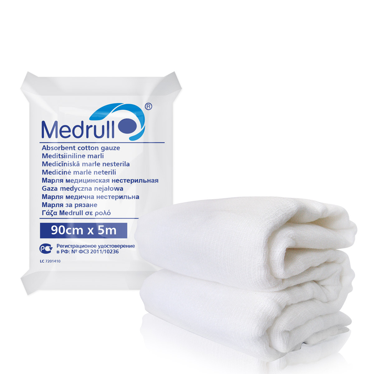Medrull Марля медицинская нестерильная Premium, 5м х 90смБУ-00000316 Medrull Марля медицинская нестерильная Premium, 5м х 90смБУ-00000316МАРЛЯ МЕДИЦИНСКАЯ НЕСТЕРИЛЬНАЯ БЕЗ ОБРАБОТАННЫХ КРАЕВ Состав 100% хлопок. Структура материала 17 ниток/см2, 13 ниток/см2. Размер 90см x 5м.