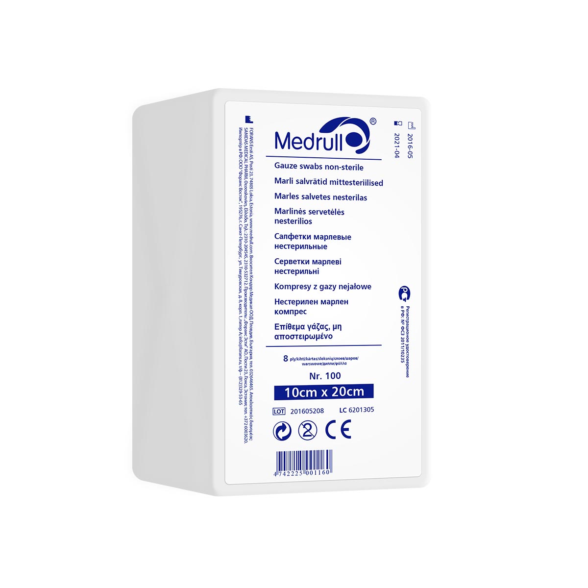 Medrull Салфетки марлевые медицинские N100, 8-слойные, нестерильные, 10х20 смБУ-00000316 Medrull Салфетки марлевые медицинские N100, 8-слойные, нестерильные, 10х20 смБУ-00000316САЛФЕТКИ МАРЛЕВЫЕ НЕСТЕРИЛЬНЫЕ/8 СЛ. NR 100 Состав 100% хлопок. Структура материала 17 ниток/см2. Размер 8 сл 10см x 20см