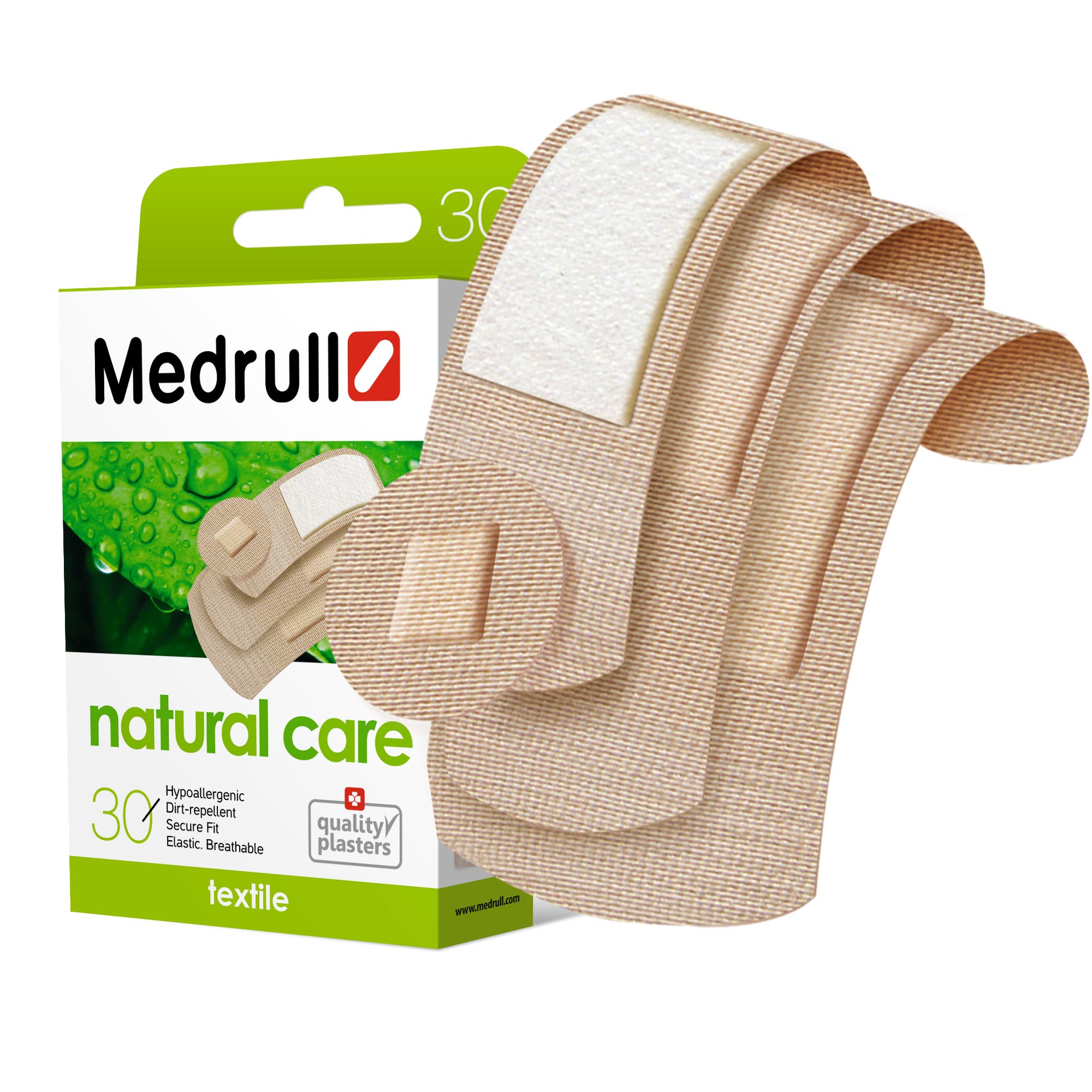 Medrull Набор пластырей Natural Care, №30БУ-00000316 Medrull Набор пластырей Natural Care, №30БУ-00000316Гипоаллергенные пластыри, предназначенные для людей, кожа которых, чувствительна к факторам окружающей среды. Пластыри изготовлены из приятного для кожи эластичного,текстильного материала, в состав которого входит - 65% хлопок, 35% полиамид, благодаря чему, возможность появления аллергии снижена до минимума. Свойства пластыря: грязенепроницаемые, гипоаллергенные, эластичные, дышащие, плотно прилегающие. Абсорбирующая подушечка изготовлена из вискозы и обладает высокой впитываемостью. Верхняя часть подушечки обработана полипропиленом, что защищает от вероятности прилипания пластыря к поврежденной поверхности кожи.