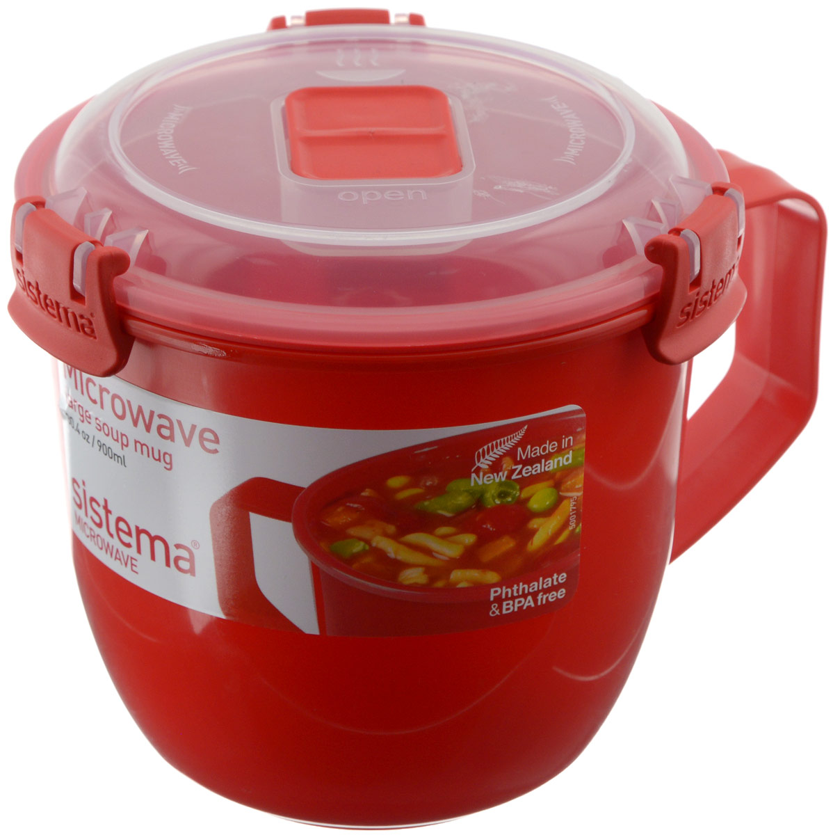 Кружка суповая Sistema Microwave, цвет: красный, 900 мл1141 Кружка суповая Sistema Microwave, цвет: красный, 900 мл1141Кружка суповая Sistema Microwave создана для людей ведущих активный образ жизни. Кружка, с надежной защитой от протечек, позволит взять с собой горячий суп на пикник, в офис или в поездку. На крышке имеется силиконовая прокладка, который способствует герметичному закрыванию.Контейнер оснащен фиксирующимися зажимами – клипсами, которые при необходимости можно заменить.Можно мыть в посудомоечной машине.Объем кружки: 900 мл.