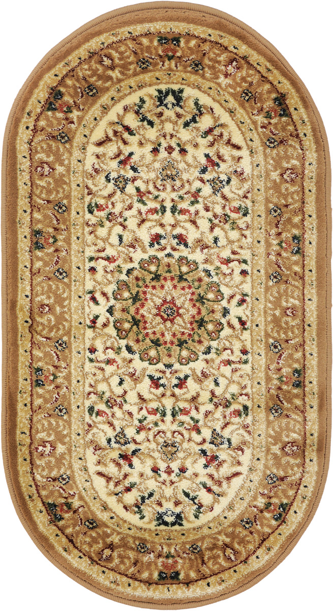 Ковер Kamalak Tekstil, овальный, 60 x 110 см. УК-0043THN132N Ковер Kamalak Tekstil, овальный, 60 x 110 см. УК-0043THN132NКовер Kamalak Tekstil изготовлен из прочного синтетического материала heat-set, улучшенного варианта полипропилена (эта нить получается в результате его дополнительной обработки). Полипропилен износостоек, нетоксичен, не впитывает влагу, не провоцирует аллергию. Структура волокна в полипропиленовых коврах гладкая, поэтому грязь не будет въедаться и скапливаться на ворсе. Практичный и износоустойчивый ворс не истирается и не накапливает статическое электричество. Ковер обладает хорошими показателями теплостойкости и шумоизоляции. Оригинальный рисунок позволит гармонично оформить интерьер комнаты, гостиной или прихожей. За счет невысокого ворса ковер легко чистить. При надлежащем уходе синтетический ковер прослужит долго, не утратив ни яркости узора, ни блеска ворса, ни упругости. Самый простой способ избавить изделие от грязи - пропылесосить его с обеих сторон (лицевой и изнаночной). Влажная уборка с применением шампуней и моющих средств не противопоказана. Хранить рекомендуется в свернутом рулоном виде.