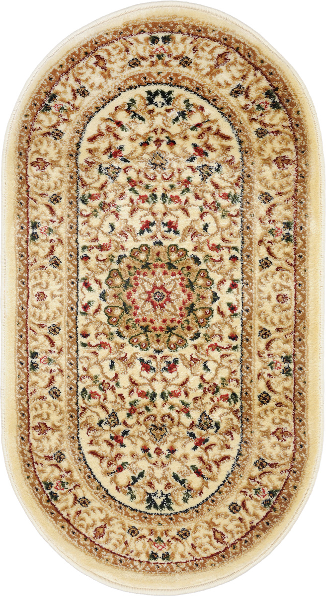 Ковер Kamalak Tekstil, овальный, 60 x 110 см. УК-037854 009303 Ковер Kamalak Tekstil, овальный, 60 x 110 см. УК-037854 009303Ковер Kamalak Tekstil изготовлен из прочного синтетического материала heat-set, улучшенного варианта полипропилена (эта нить получается в результате его дополнительной обработки). Полипропилен износостоек, нетоксичен, не впитывает влагу, не провоцирует аллергию. Структура волокна в полипропиленовых коврах гладкая, поэтому грязь не будет въедаться и скапливаться на ворсе. Практичный и износоустойчивый ворс не истирается и не накапливает статическое электричество. Ковер обладает хорошими показателями теплостойкости и шумоизоляции. Оригинальный рисунок позволит гармонично оформить интерьер комнаты, гостиной или прихожей. За счет невысокого ворса ковер легко чистить. При надлежащем уходе синтетический ковер прослужит долго, не утратив ни яркости узора, ни блеска ворса, ни упругости. Самый простой способ избавить изделие от грязи - пропылесосить его с обеих сторон (лицевой и изнаночной). Влажная уборка с применением шампуней и моющих средств не противопоказана. Хранить рекомендуется в свернутом рулоном виде.