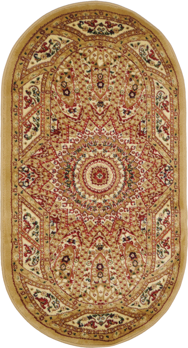 Ковер Kamalak Tekstil, овальный, 80 x 150 см. УК-0233U110DF Ковер Kamalak Tekstil, овальный, 80 x 150 см. УК-0233U110DFКовер Kamalak Tekstil изготовлен из прочного синтетического материала heat-set, улучшенного варианта полипропилена (эта нить получается в результате его дополнительной обработки). Полипропилен износостоек, нетоксичен, не впитывает влагу, не провоцирует аллергию. Структура волокна в полипропиленовых коврах гладкая, поэтому грязь не будет въедаться и скапливаться на ворсе. Практичный и износоустойчивый ворс не истирается и не накапливает статическое электричество. Ковер обладает хорошими показателями теплостойкости и шумоизоляции. Оригинальный рисунок позволит гармонично оформить интерьер комнаты, гостиной или прихожей. За счет невысокого ворса ковер легко чистить. При надлежащем уходе синтетический ковер прослужит долго, не утратив ни яркости узора, ни блеска ворса, ни упругости. Самый простой способ избавить изделие от грязи - пропылесосить его с обеих сторон (лицевой и изнаночной). Влажная уборка с применением шампуней и моющих средств не противопоказана. Хранить рекомендуется в свернутом рулоном виде.