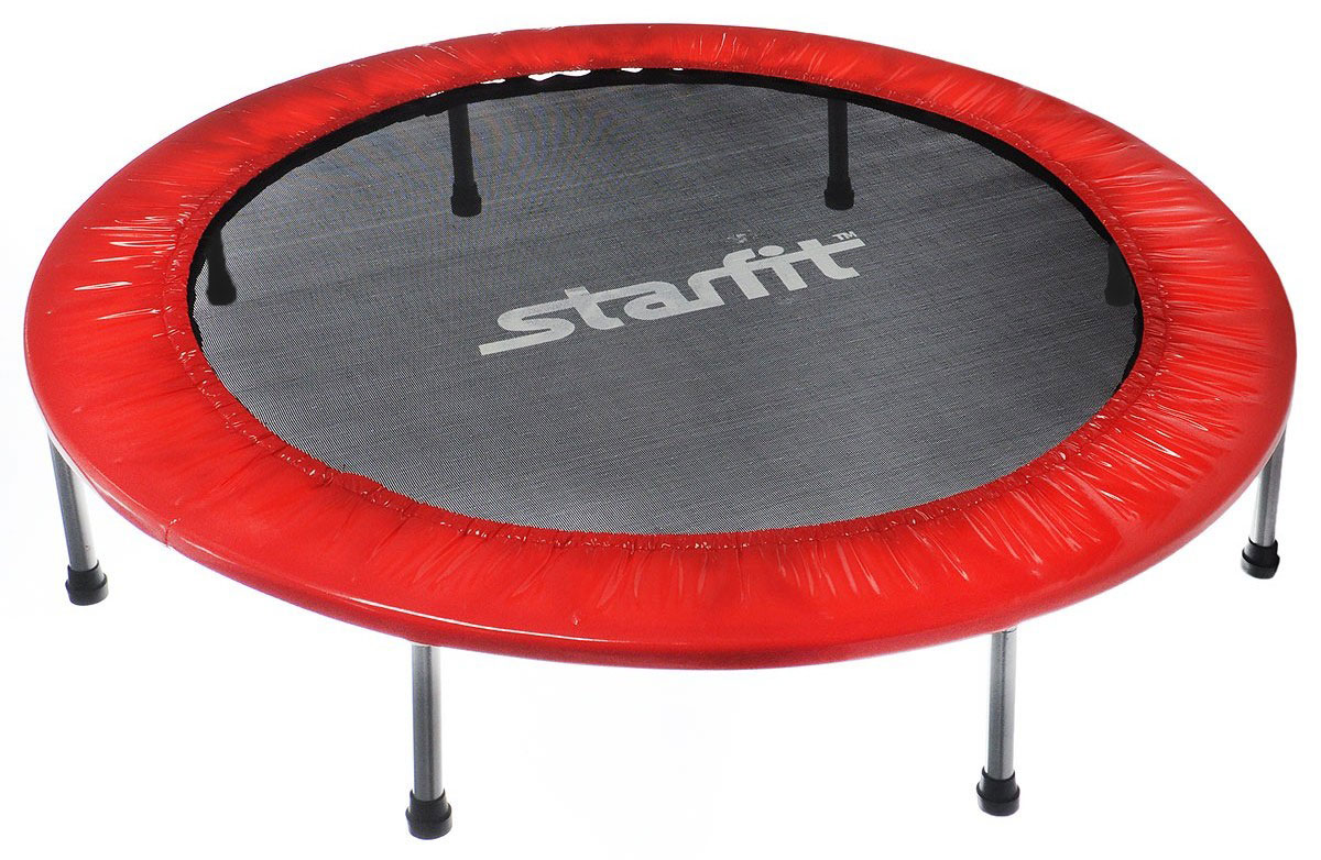 Батут Starfit, цвет: красный, черный, серый, диаметр 127 смone116 Батут Starfit, цвет: красный, черный, серый, диаметр 127 смone116Батут Star Fit предназначен для тренировок детей и взрослых. Его можно использовать как на улице, так и в помещении. На батуте можно прыгать, кувыркаться, играть, проводить спортивные состязания, экстремальные шоу и многое другое.Основная задача батута - физическое развитие, нагрузки, укрепление различных групп мышц, гармоничное развитие всего организма. Для занятий на батуте можно использовать дополнительный инвентарь: гантели, скакалку. Все это поможет разнообразить комплекс упражнений и достичь оптимального результата. А поскольку придется прилагать значительные усилия, чтобы скоординировать движения и сохранить равновесие, будьте уверены, что ни одна мышца тела не останется неохваченной.Защитные колпачки на ножках батута съемные.Занятия на батуте способствуют укреплению не только всех без исключения групп мышц, но и помогают развивать гибкость, а также сжигают немало лишних калорий!Диаметр батута: 127 см.Количество ножек: 8.Высота батута: 25 см.Форма ножек: прямые.